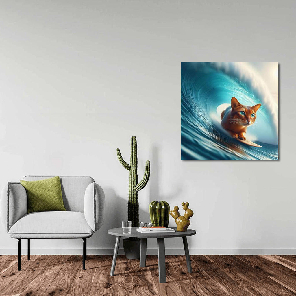 Abyssinian Cat on a Giant Wave: Energy and Inspiration for Your Interior