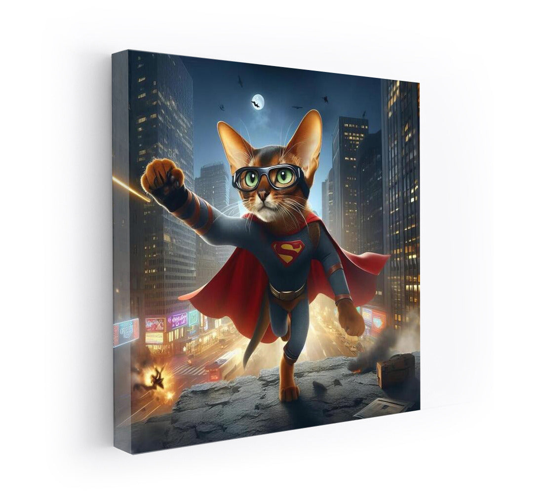 Abyssinian Cat Superhero: City Savior from Villain
