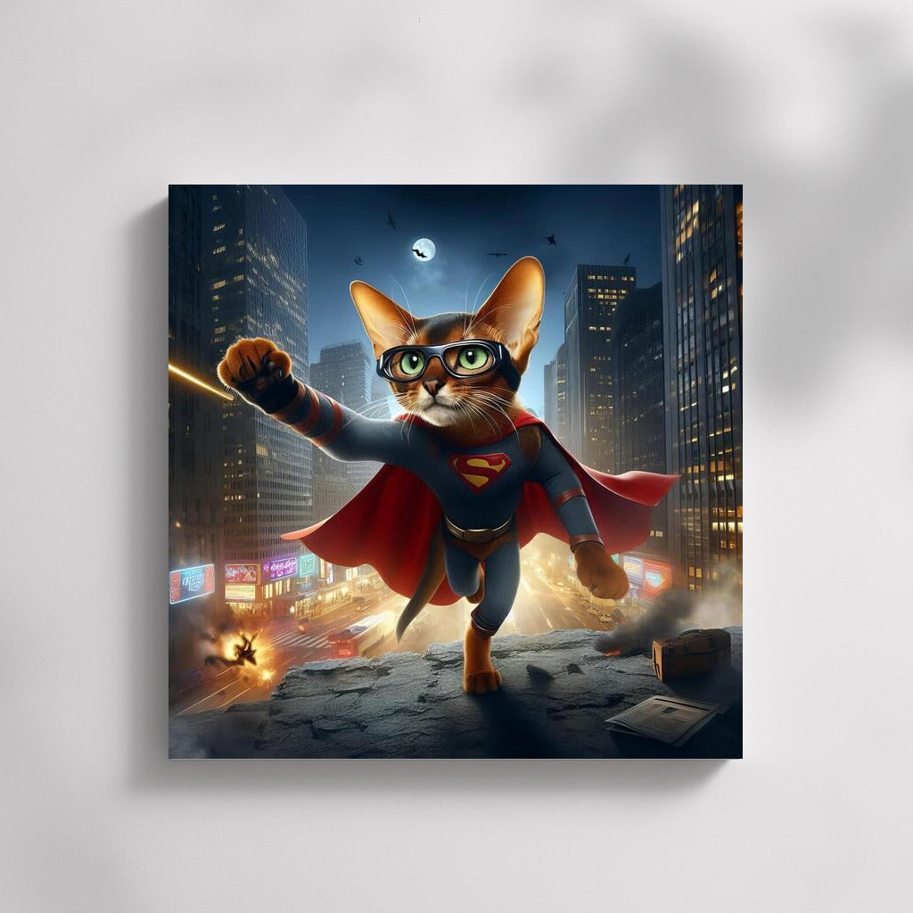 Abyssinian Cat Superhero: City Savior from Villain