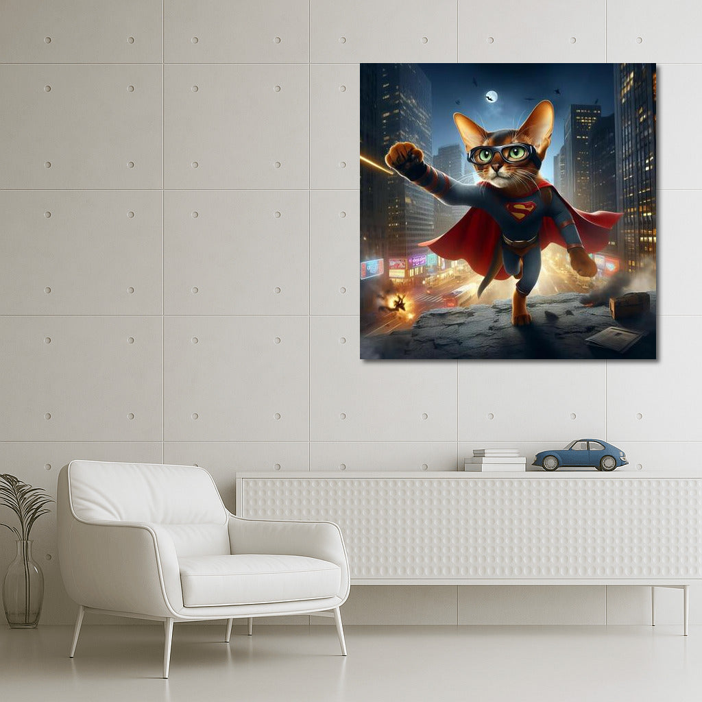 Abyssinian Cat Superhero: City Savior from Villain
