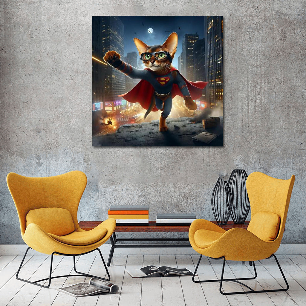 Abyssinian Cat Superhero: City Savior from Villain