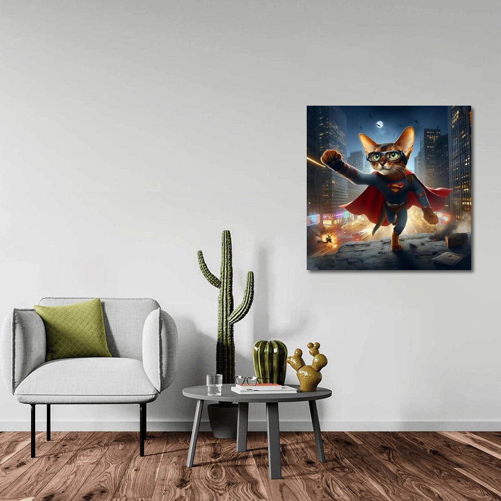 Abyssinian Cat Superhero: City Savior from Villain