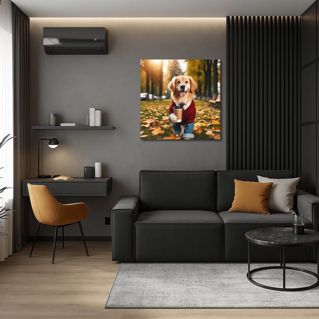 Autumn Dog with Coffee: Warmth and Joy in Your Interior