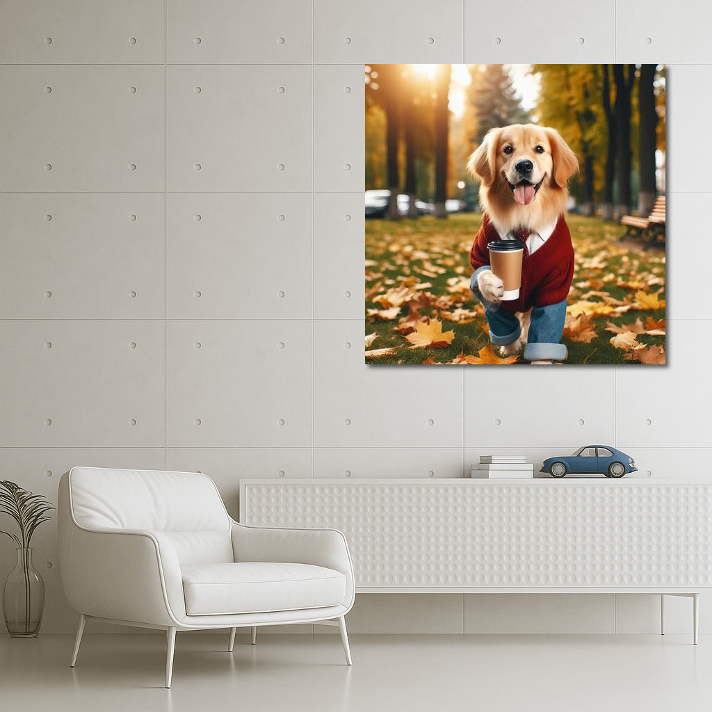 Autumn Dog with Coffee: Warmth and Joy in Your Interior