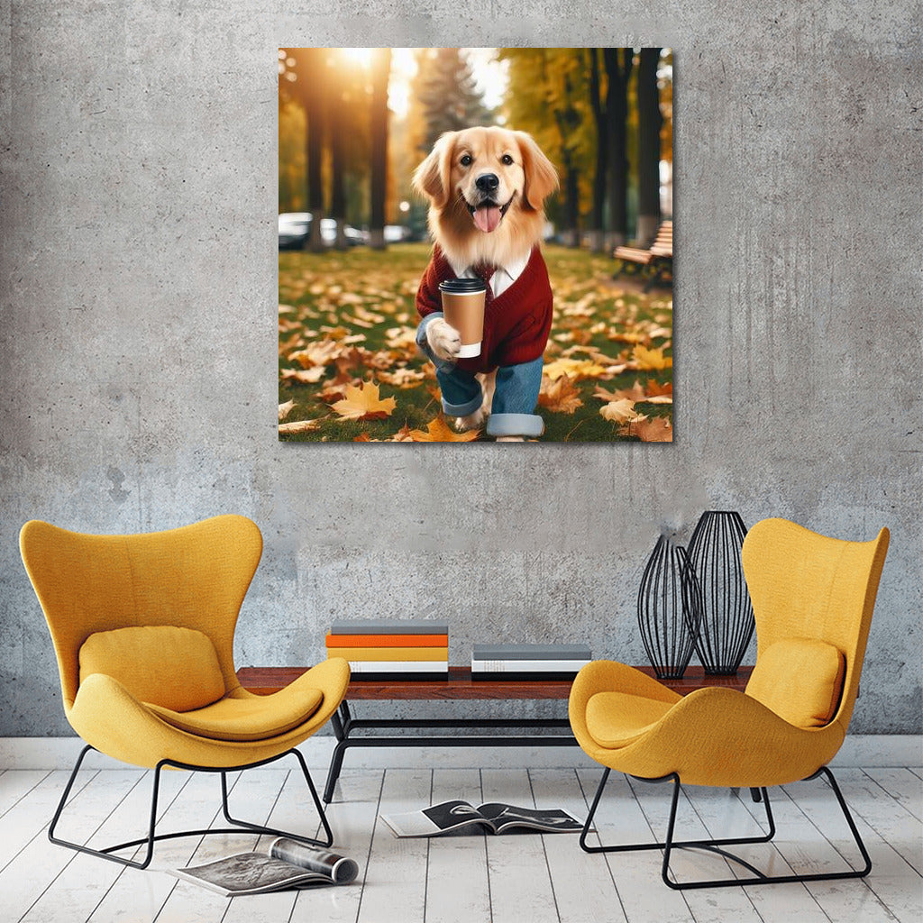 Autumn Dog with Coffee: Warmth and Joy in Your Interior