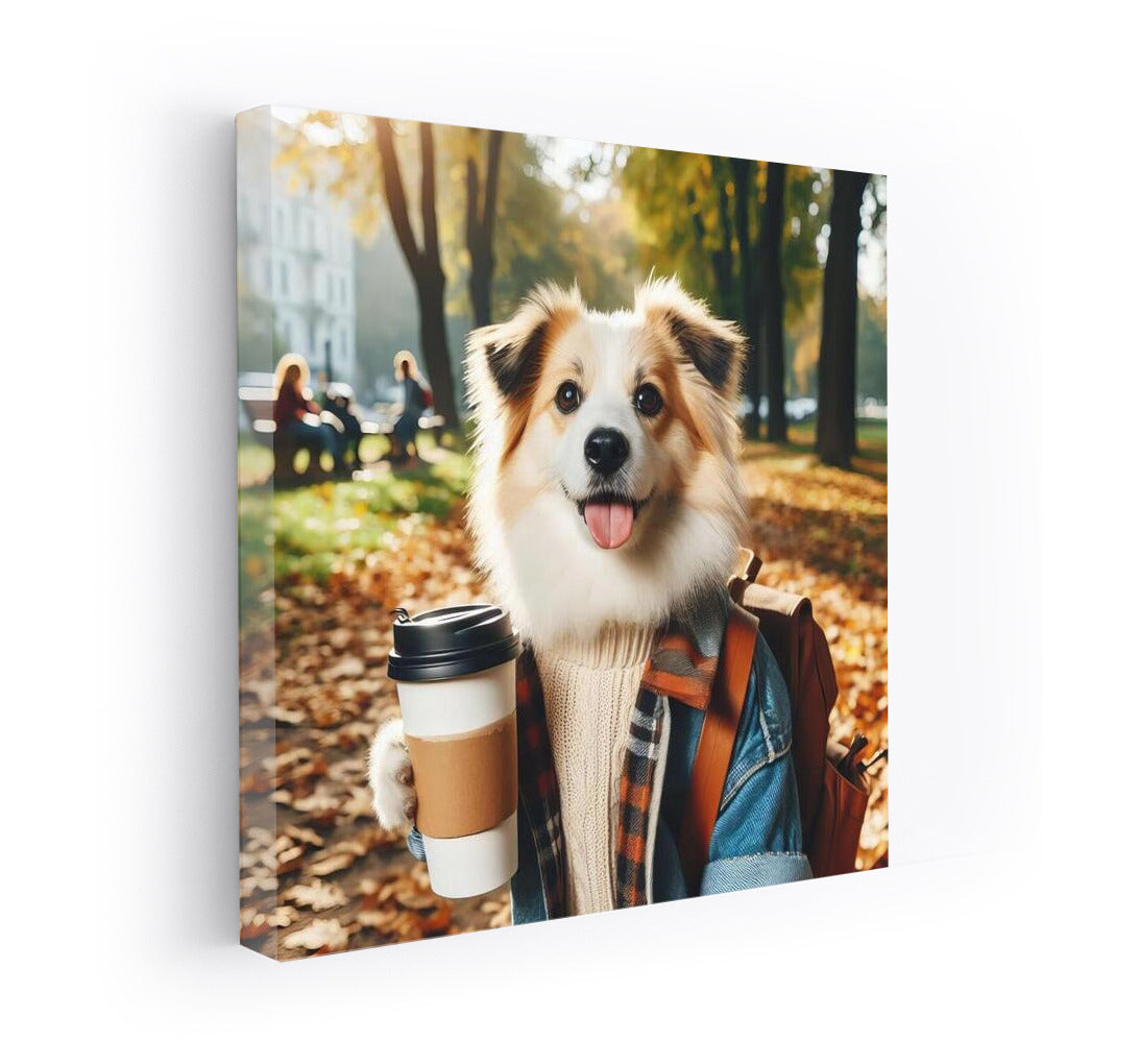 Autumn Dog with Coffee: Cozy Charm for Your Interior