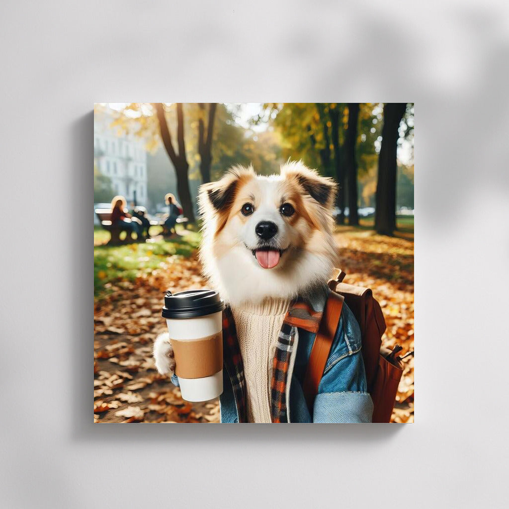 Autumn Dog with Coffee: Cozy Charm for Your Interior