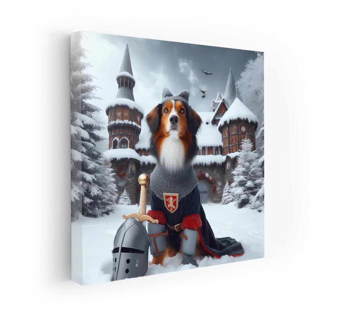 Knight in Armor at the Snowy Castle: Medieval Tale on the Wall