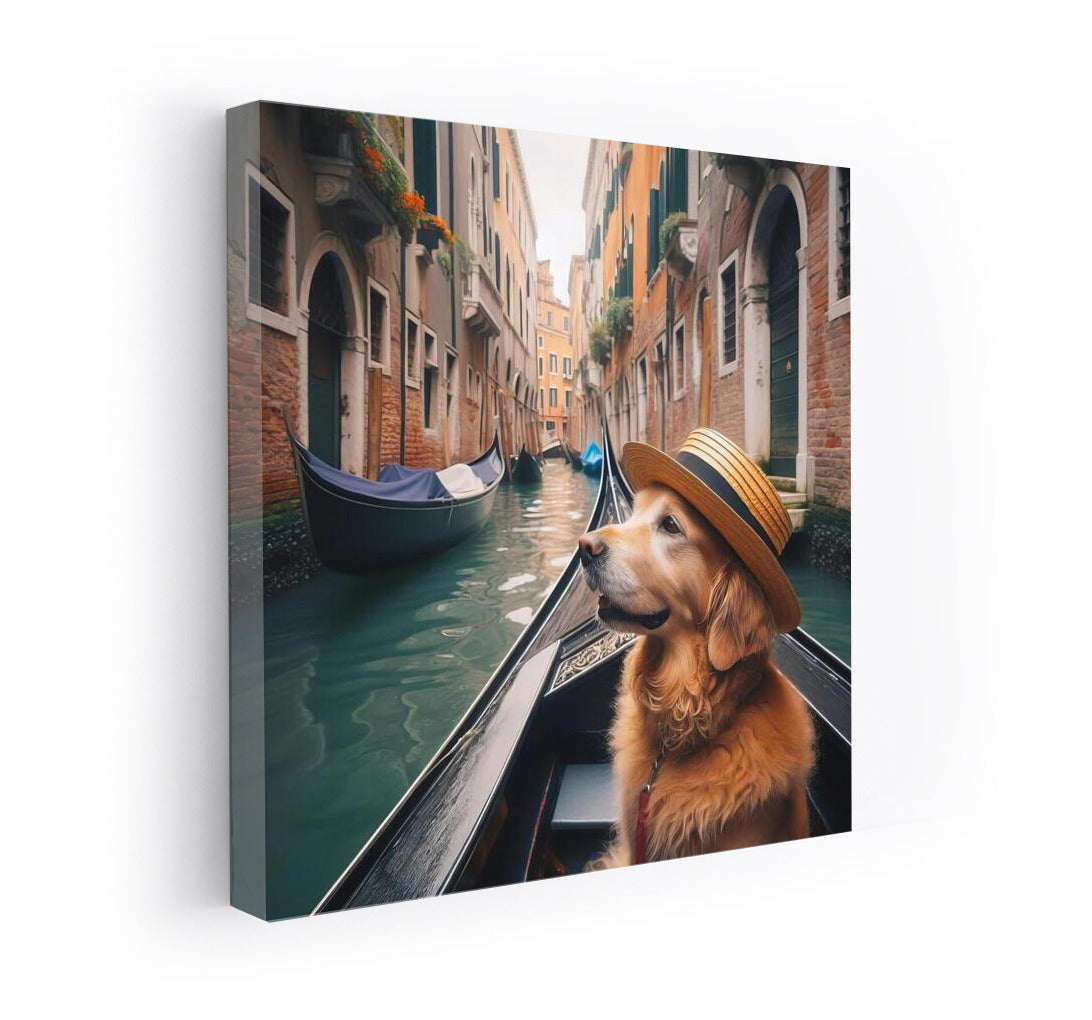 Venetian Gondolier: Dog in a Hat on a Canal Walk
