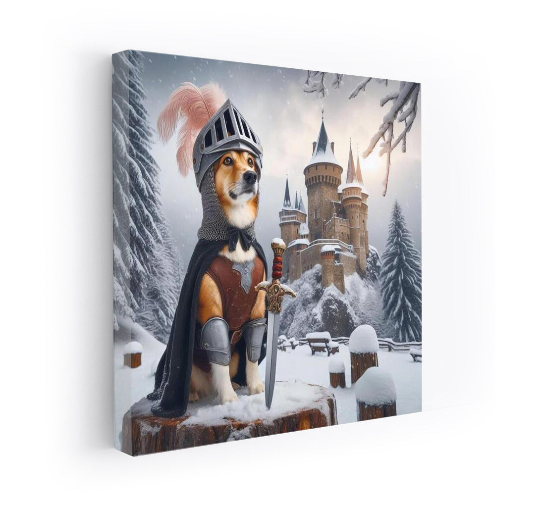 Knightly Corgi at the Medieval Castle: Fairytale Landscape for Interior