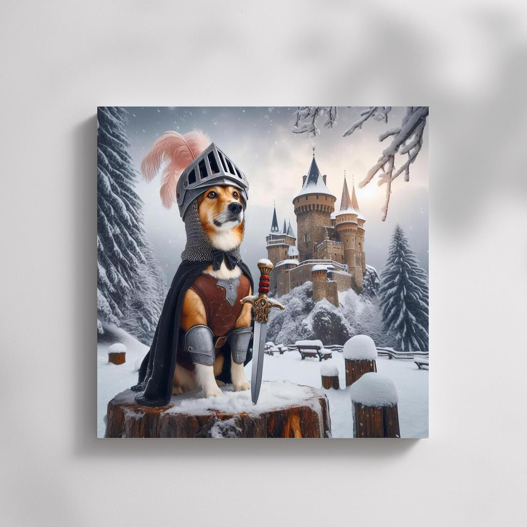 Knightly Corgi at the Medieval Castle: Fairytale Landscape for Interior