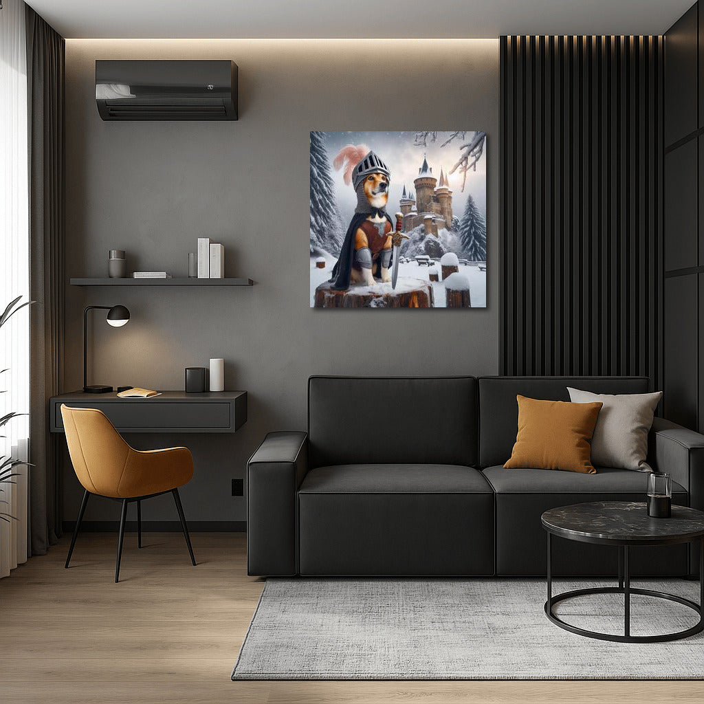 Knightly Corgi at the Medieval Castle: Fairytale Landscape for Interior