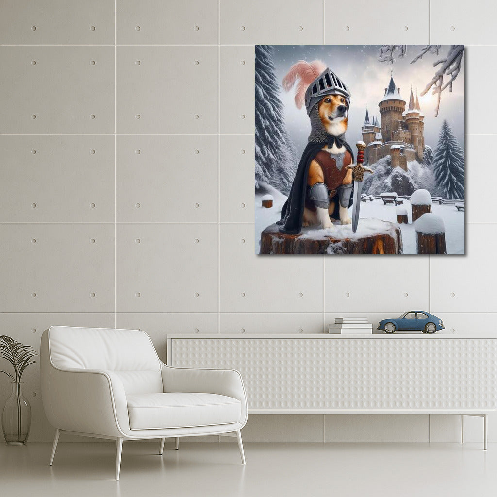 Knightly Corgi at the Medieval Castle: Fairytale Landscape for Interior