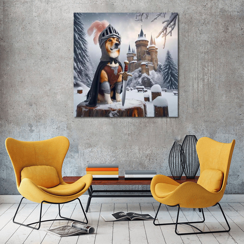 Knightly Corgi at the Medieval Castle: Fairytale Landscape for Interior