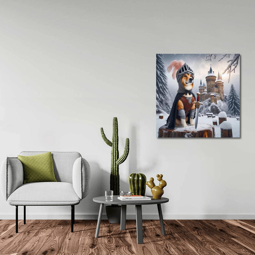 Knightly Corgi at the Medieval Castle: Fairytale Landscape for Interior