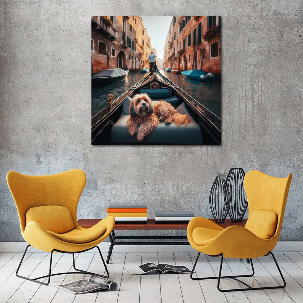 Fluffy Passenger in Venice: Pastel Canals and Gondola