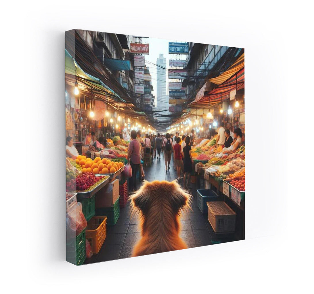 Dog at the Fair: Urban Energy in Vibrant Colours