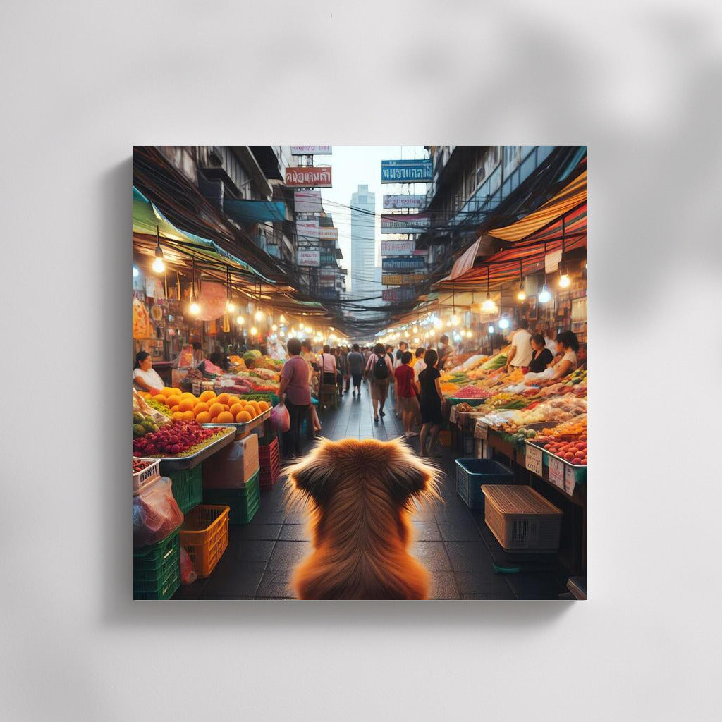 Dog at the Fair: Urban Energy in Vibrant Colours