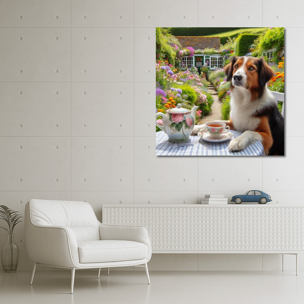Tea Cozy: Dog in the Blooming Garden