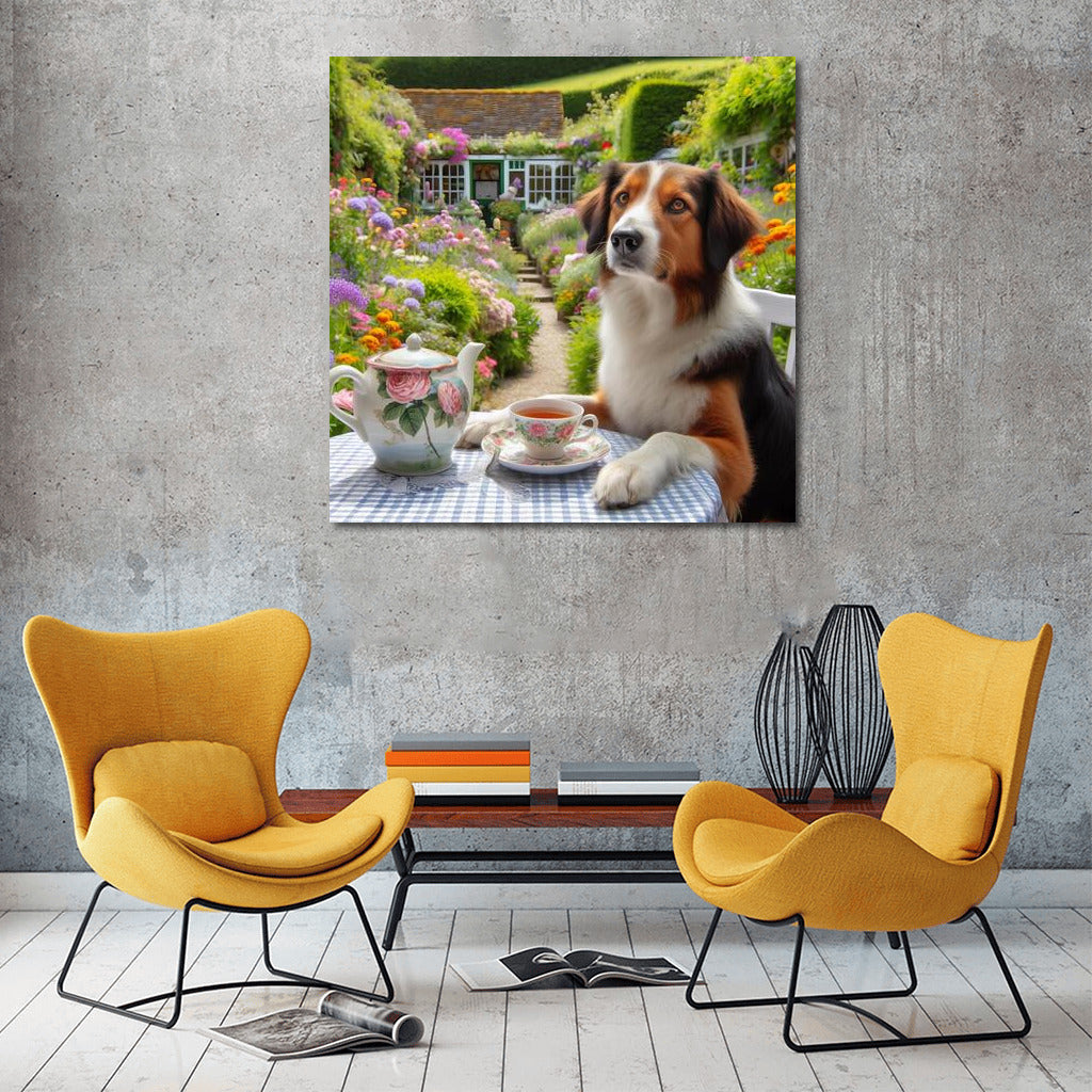Tea Cozy: Dog in the Blooming Garden