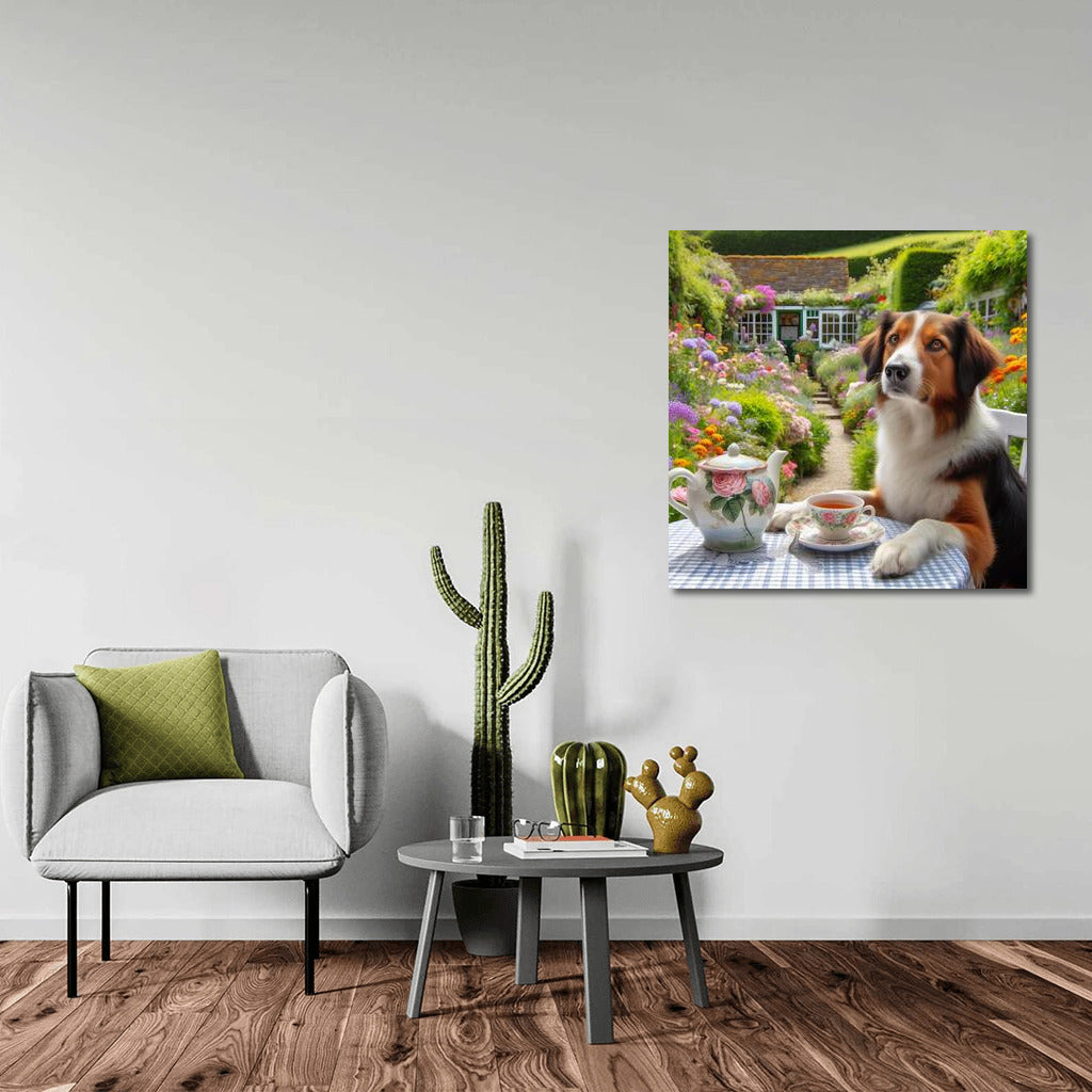 Tea Cozy: Dog in the Blooming Garden
