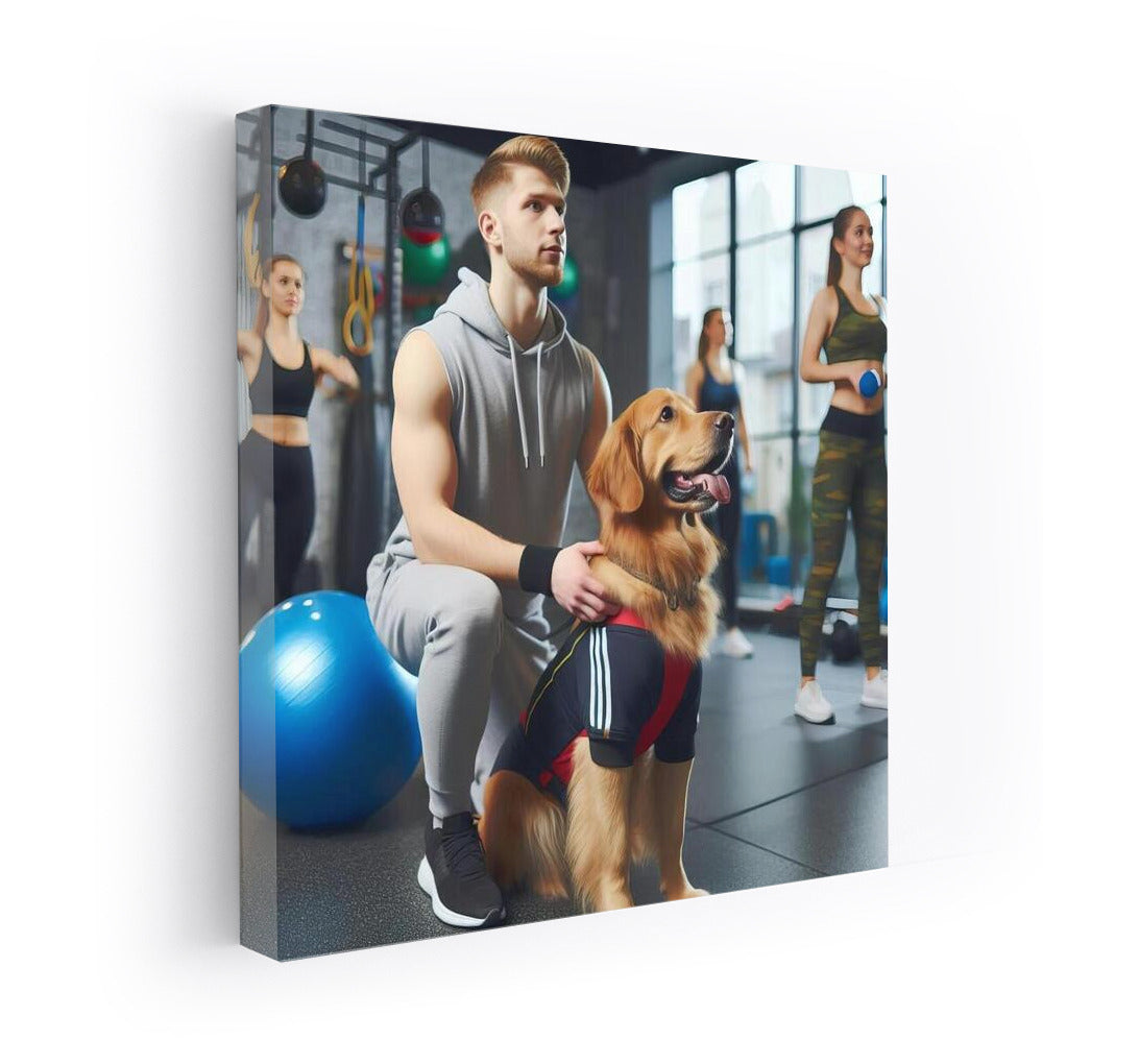 Sports Tandem: Man and Dog in the Hall