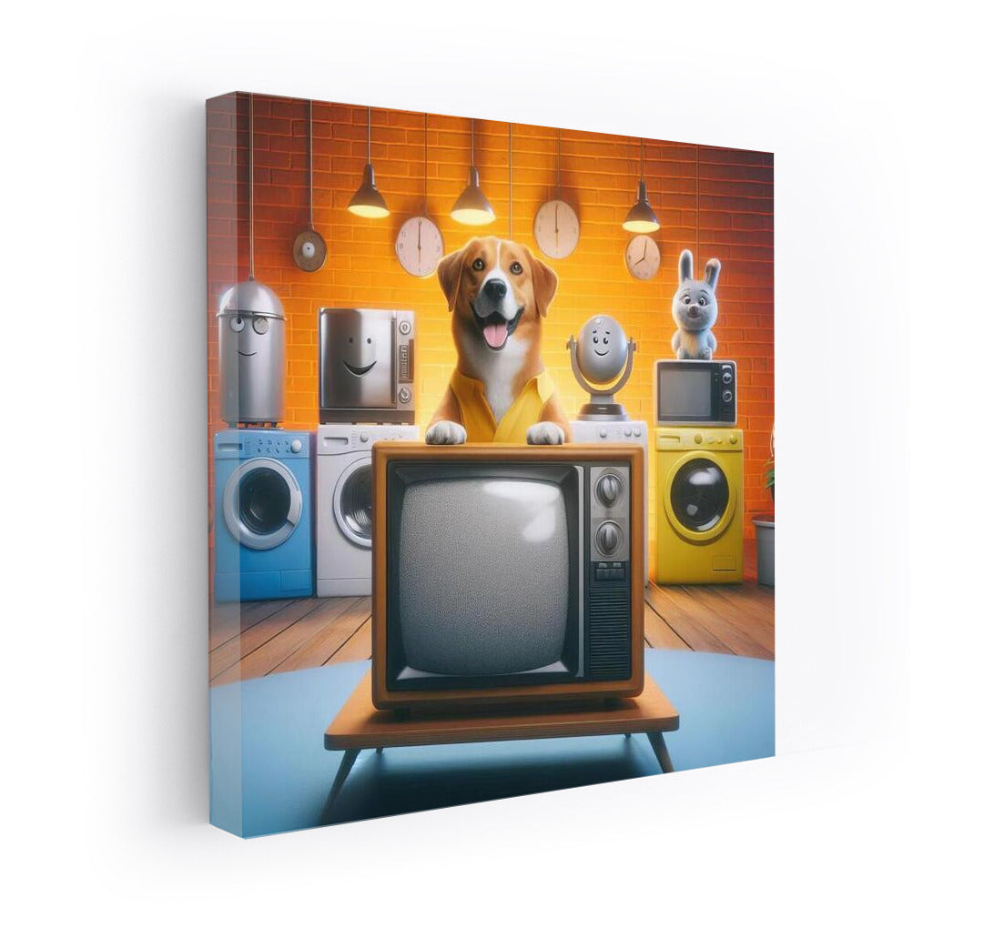 Retro Dog and Smiling Appliances: Bright Vintage Charm for the Interior