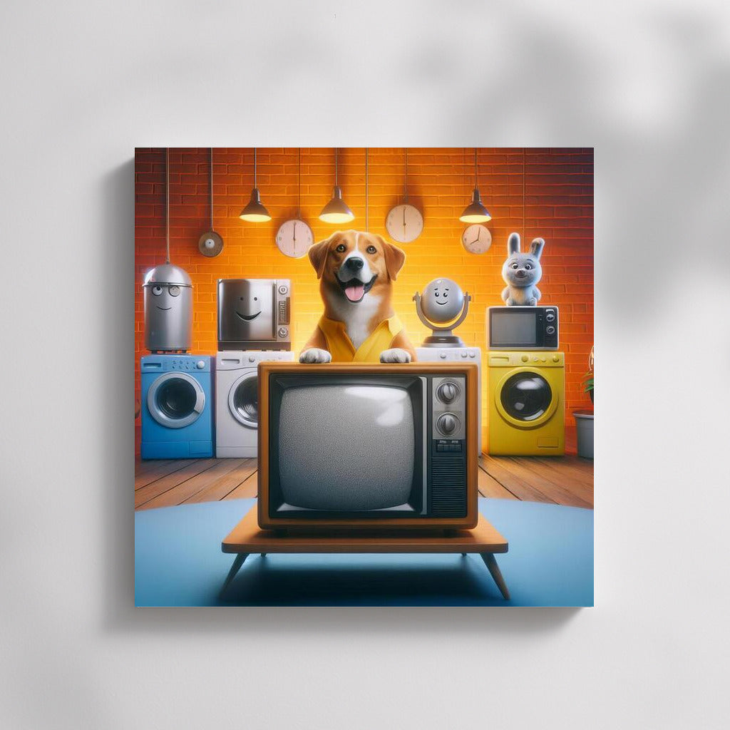 Retro Dog and Smiling Appliances: Bright Vintage Charm for the Interior
