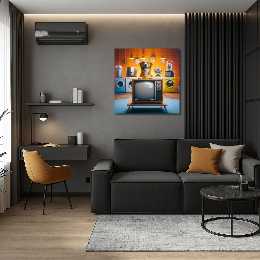 Retro Dog and Smiling Appliances: Bright Vintage Charm for the Interior