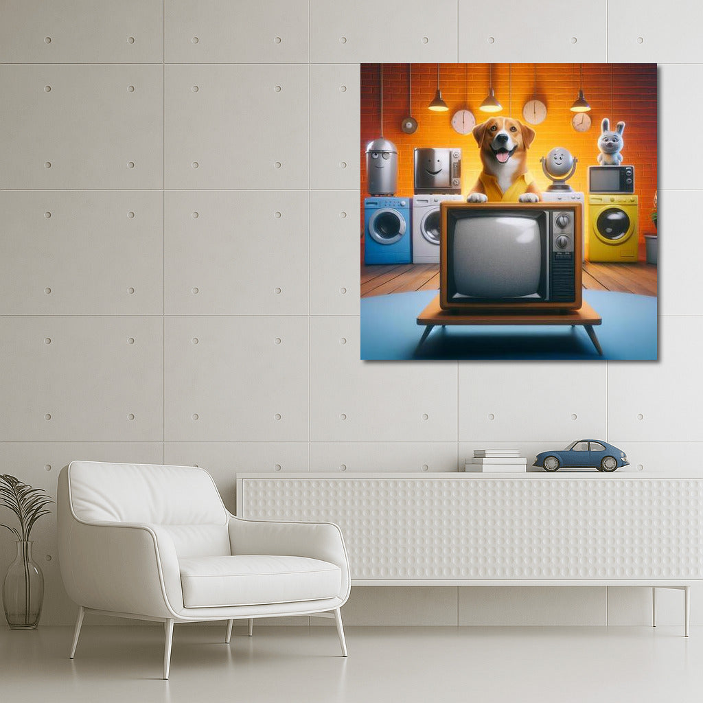 Retro Dog and Smiling Appliances: Bright Vintage Charm for the Interior