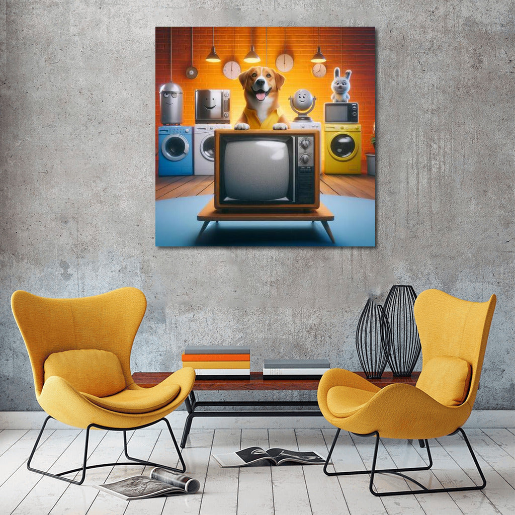 Retro Dog and Smiling Appliances: Bright Vintage Charm for the Interior