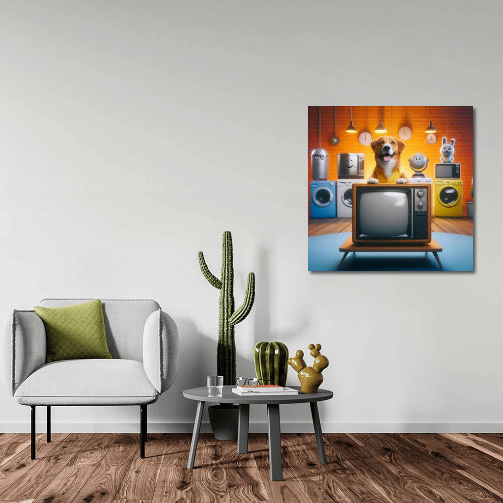 Retro Dog and Smiling Appliances: Bright Vintage Charm for the Interior