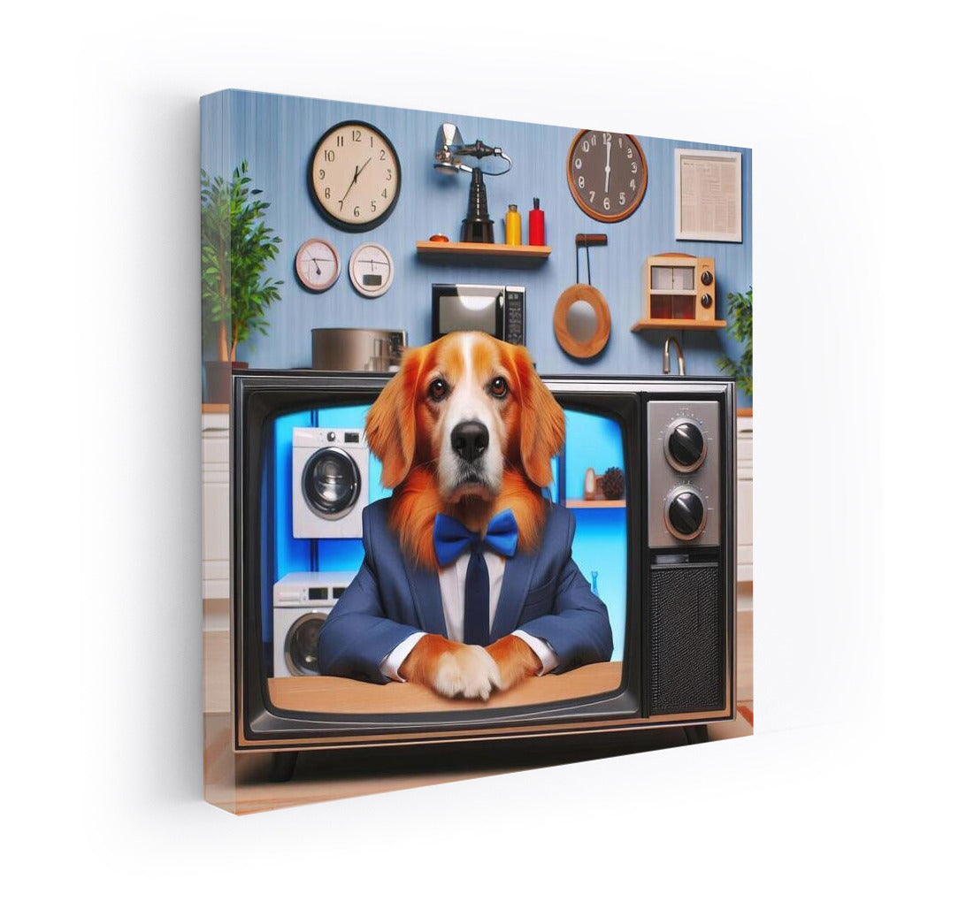 Retro TV: Stylish Dog in a Suit for Your Interior