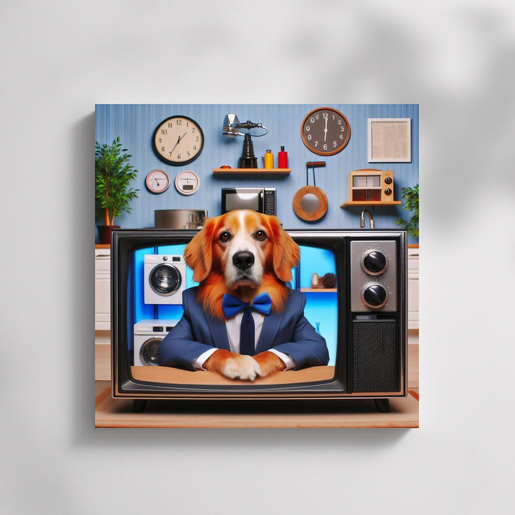 Retro TV: Stylish Dog in a Suit for Your Interior