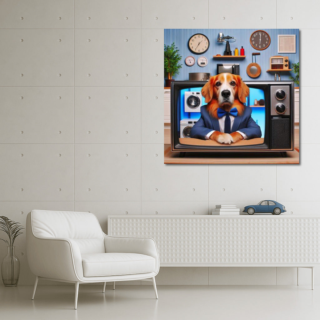 Retro TV: Stylish Dog in a Suit for Your Interior