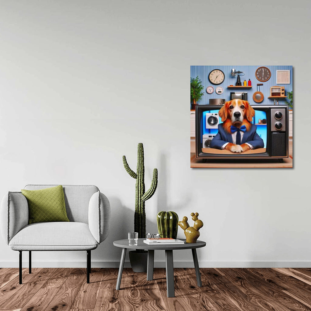 Retro TV: Stylish Dog in a Suit for Your Interior