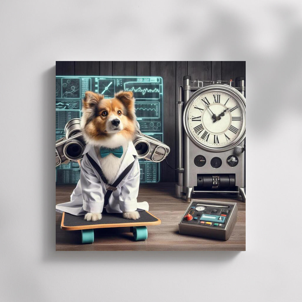 Retro Scientist Dog in the Lab: Poster for Sci-Fi Fans