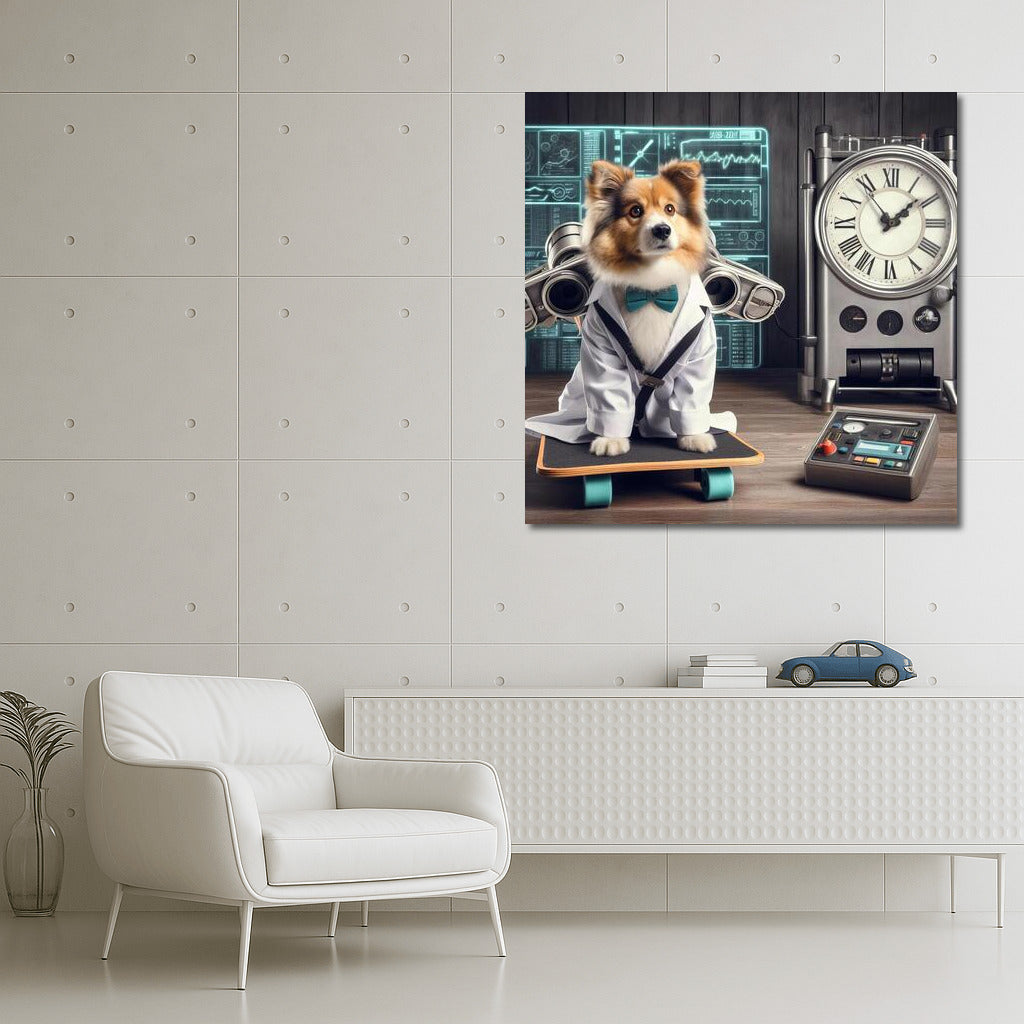 Retro Scientist Dog in the Lab: Poster for Sci-Fi Fans