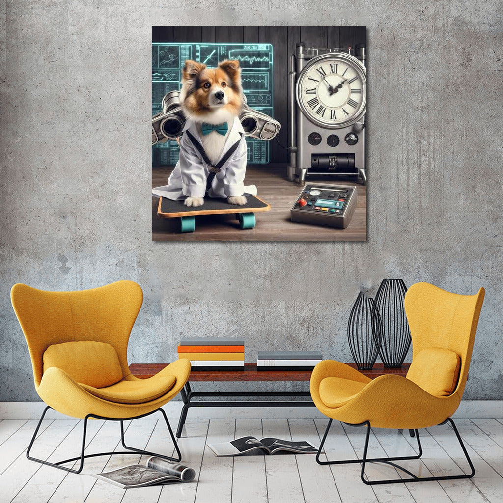 Retro Scientist Dog in the Lab: Poster for Sci-Fi Fans