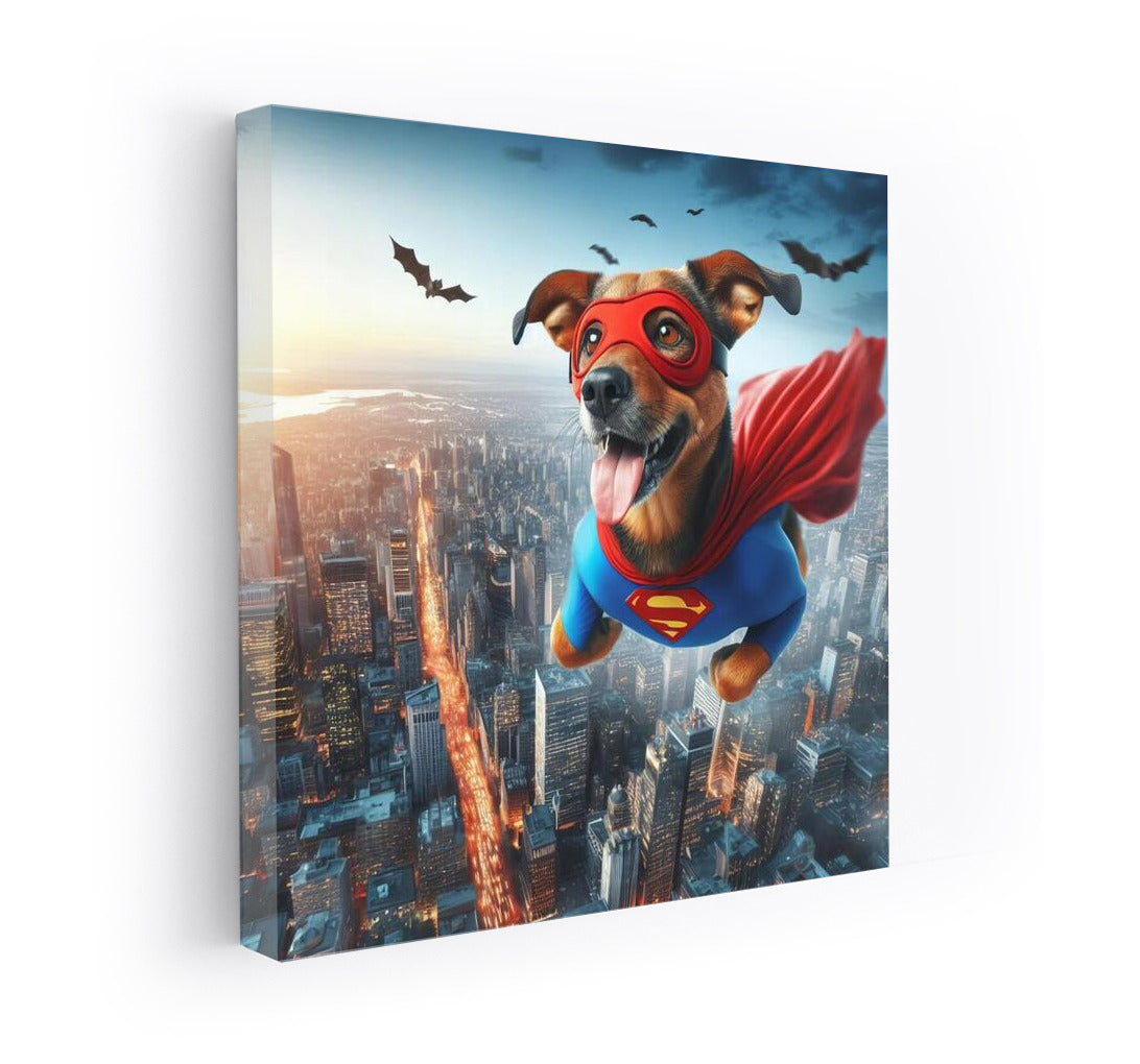 Superdog in Flight: Hero over the City - Daring Decor for Your Interior
