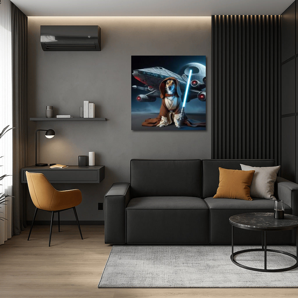 Space Cat Guardian with Galaxy Sword: Bright Wall Decoration for Fantastic Atmosphere