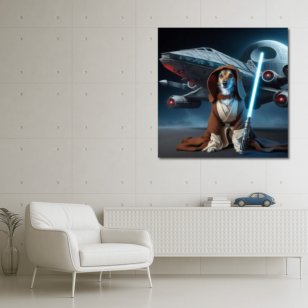 Space Cat Guardian with Galaxy Sword: Bright Wall Decoration for Fantastic Atmosphere