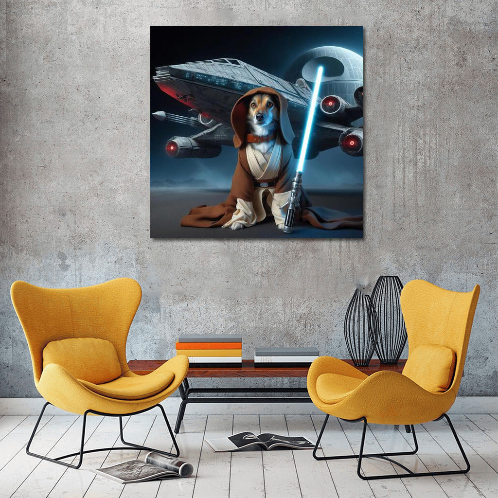 Space Cat Guardian with Galaxy Sword: Bright Wall Decoration for Fantastic Atmosphere