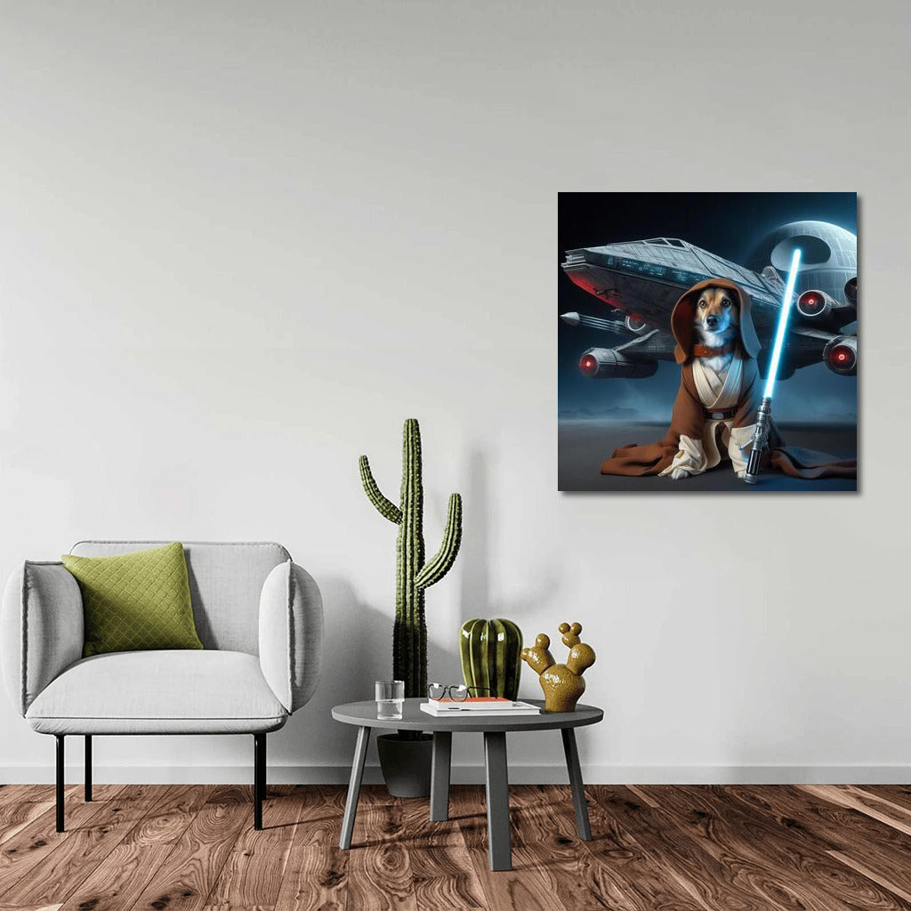 Space Cat Guardian with Galaxy Sword: Bright Wall Decoration for Fantastic Atmosphere