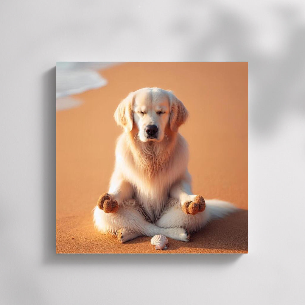 Yoga on the Sand: Lotus Dog by the Sea