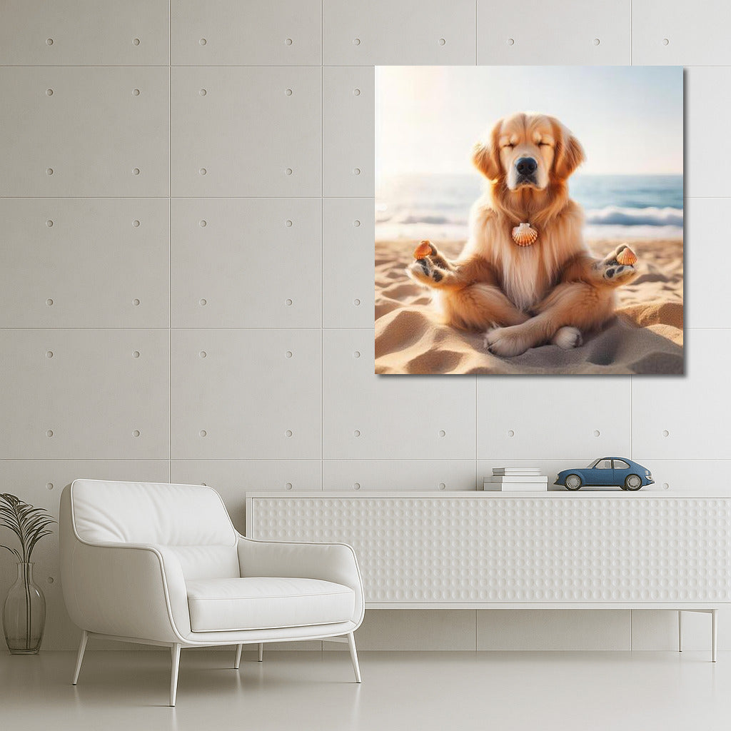 Calm Dog on the Beach: Peace and Joy in the Interior