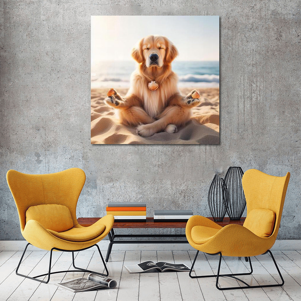Calm Dog on the Beach: Peace and Joy in the Interior