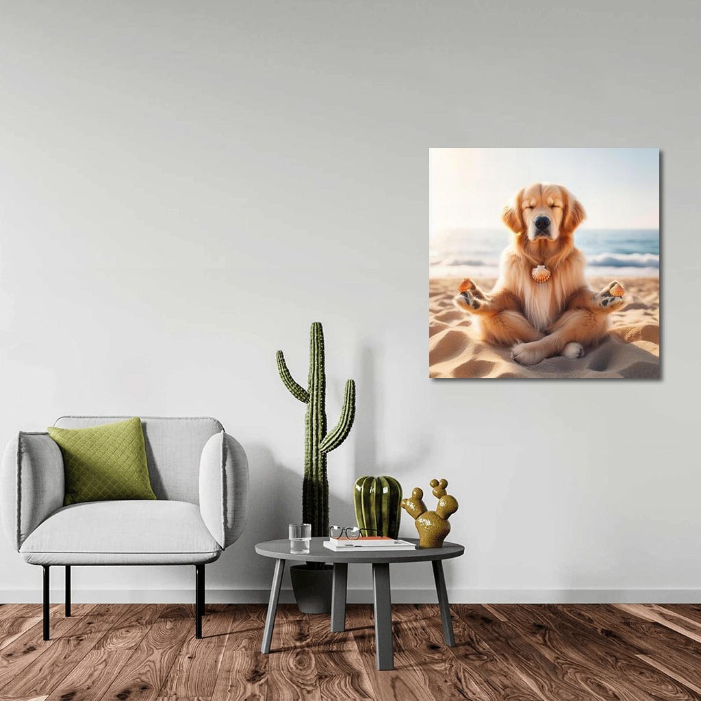 Calm Dog on the Beach: Peace and Joy in the Interior