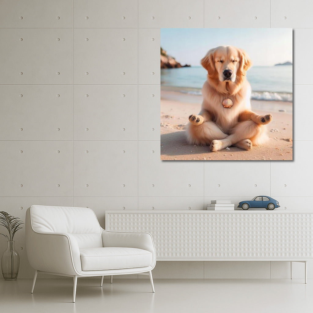 Meditating Dog on the Beach: Calm and Peace for a Cozy Home