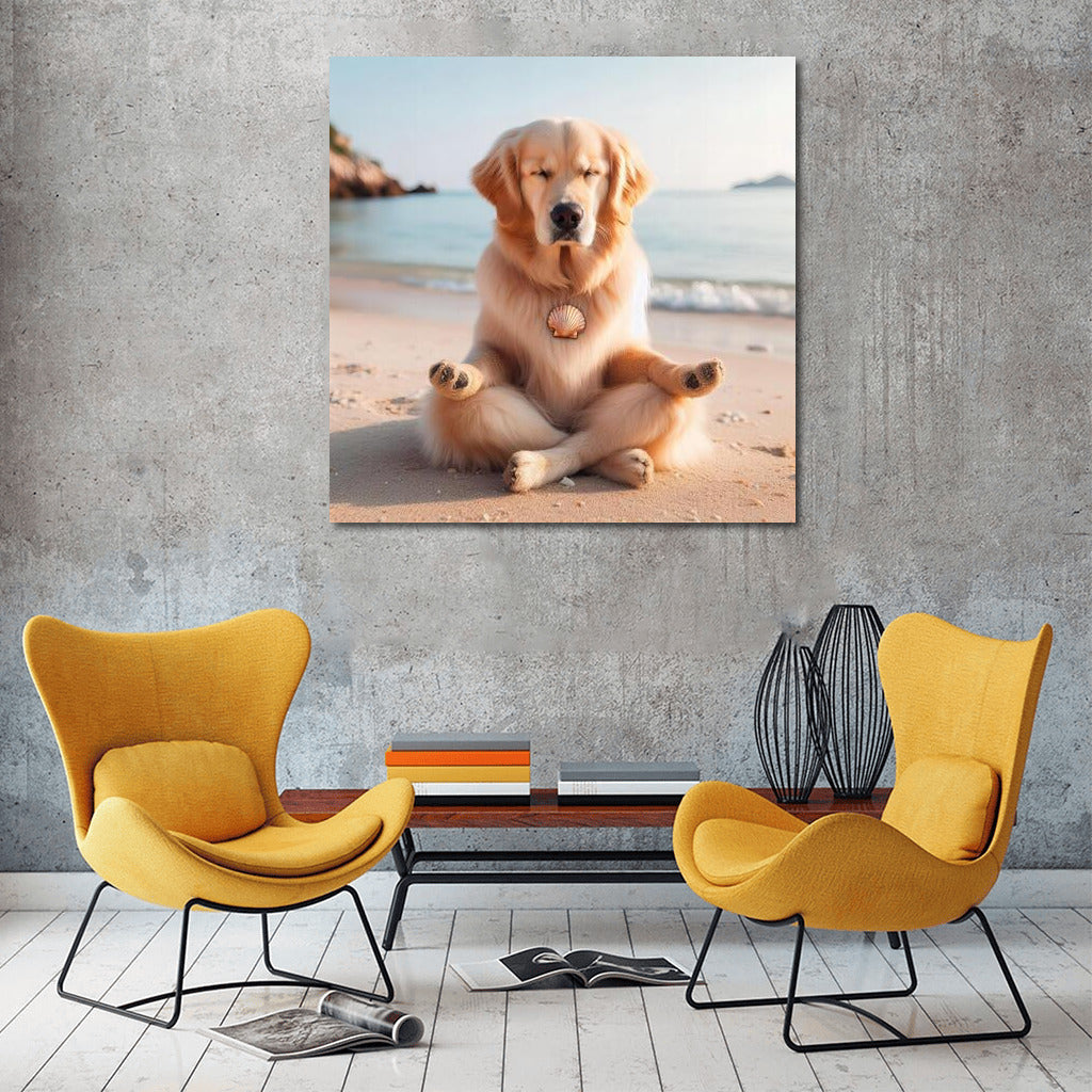 Meditating Dog on the Beach: Calm and Peace for a Cozy Home